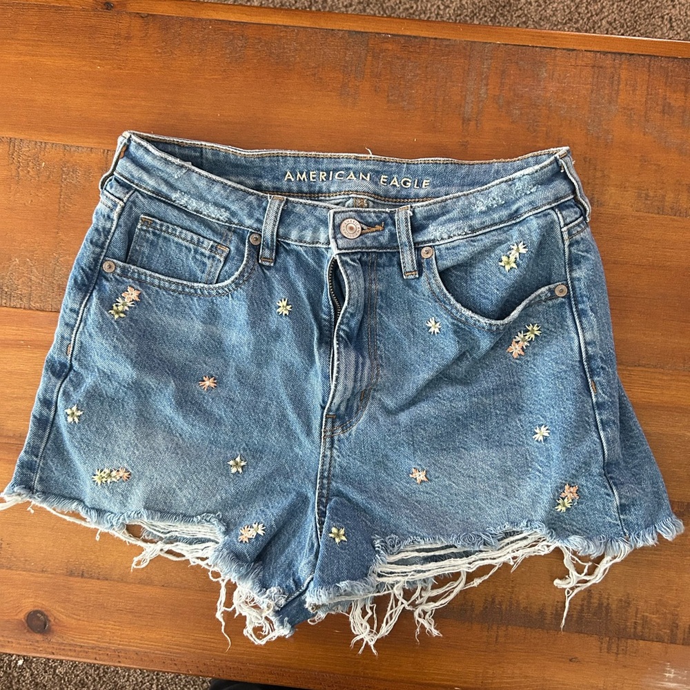American Eagle Embroidered Denim Shorts